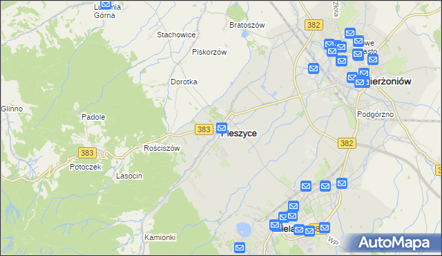 mapa Pieszyce, Pieszyce na mapie Targeo