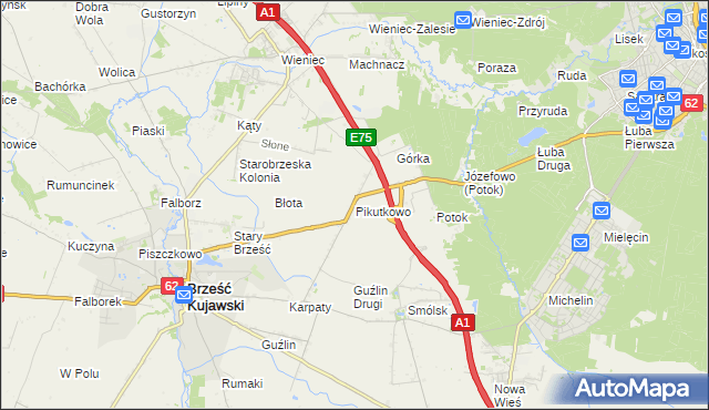 mapa Pikutkowo, Pikutkowo na mapie Targeo