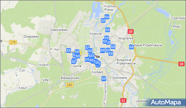 mapa Piły, Piła na mapie Targeo