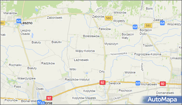 mapa Pilaszków gmina Ożarów Mazowiecki, Pilaszków gmina Ożarów Mazowiecki na mapie Targeo