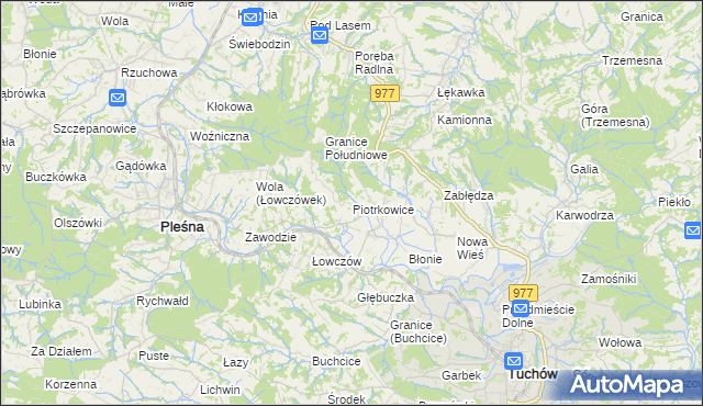 mapa Piotrkowice gmina Tuchów, Piotrkowice gmina Tuchów na mapie Targeo