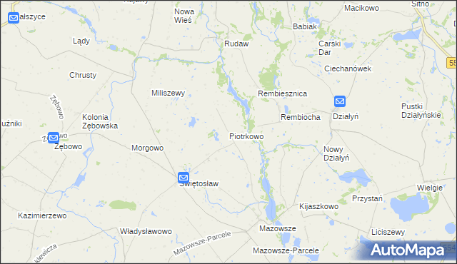 mapa Piotrkowo gmina Ciechocin, Piotrkowo gmina Ciechocin na mapie Targeo
