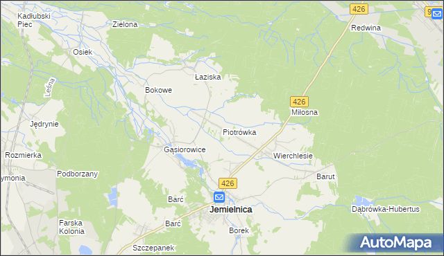 mapa Piotrówka gmina Jemielnica, Piotrówka gmina Jemielnica na mapie Targeo