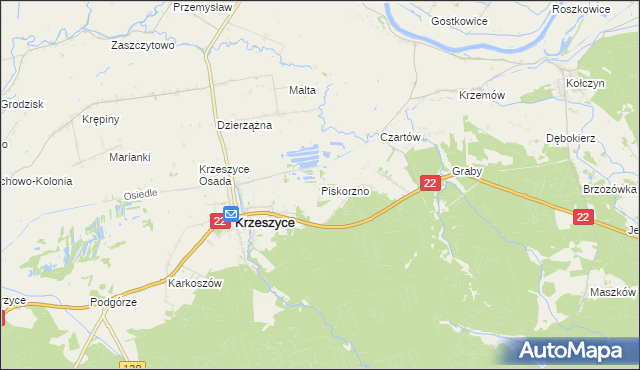 mapa Piskorzno, Piskorzno na mapie Targeo