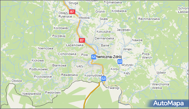 mapa Piwniczna-Zdrój, Piwniczna-Zdrój na mapie Targeo