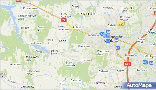 mapa Placydów, Placydów na mapie Targeo