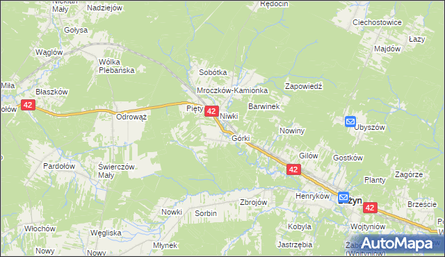 mapa Płaczków, Płaczków na mapie Targeo