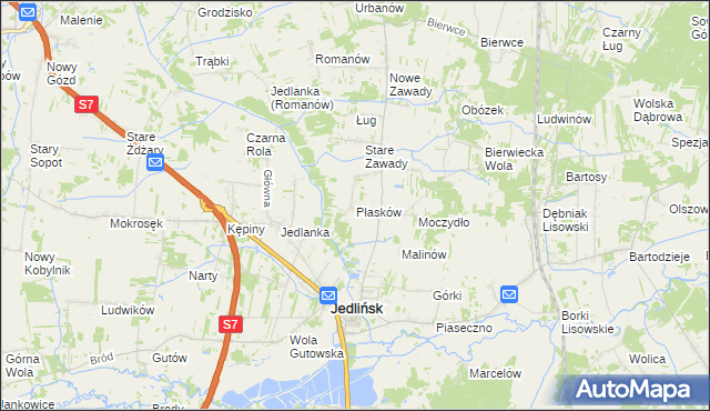 mapa Płasków, Płasków na mapie Targeo