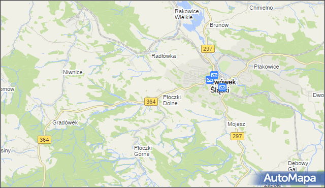 mapa Płóczki Dolne, Płóczki Dolne na mapie Targeo