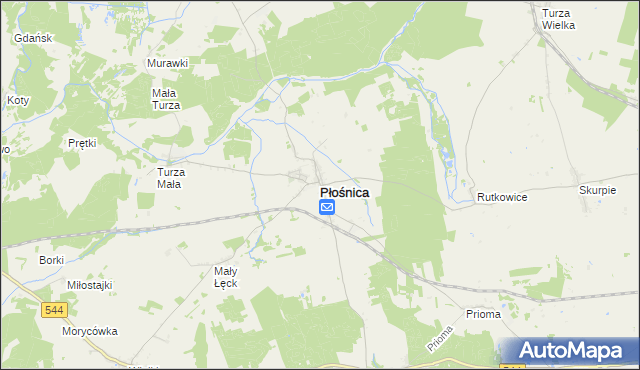 mapa Płośnica, Płośnica na mapie Targeo