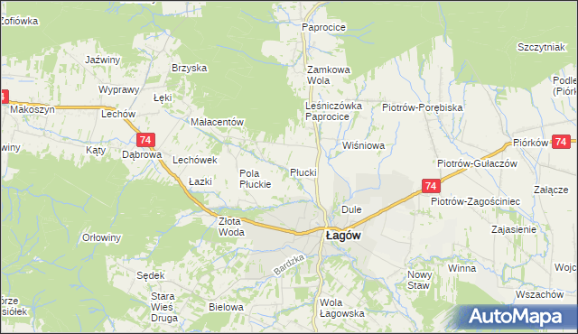 mapa Płucki, Płucki na mapie Targeo