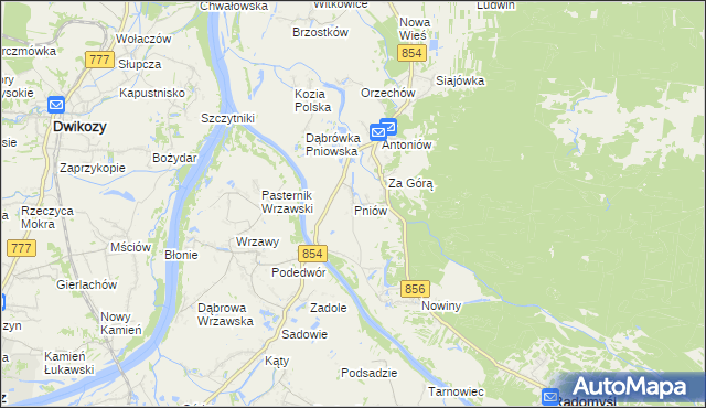 mapa Pniów gmina Radomyśl nad Sanem, Pniów gmina Radomyśl nad Sanem na mapie Targeo