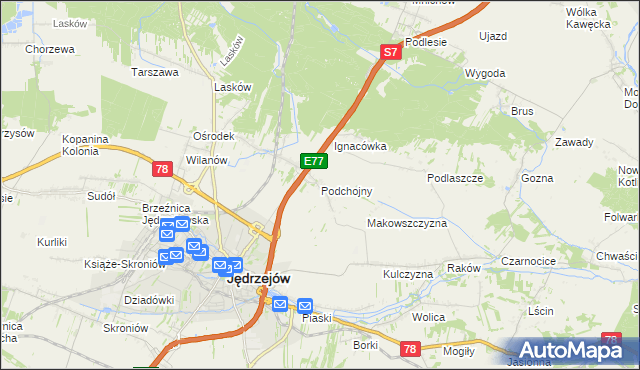 mapa Podchojny, Podchojny na mapie Targeo