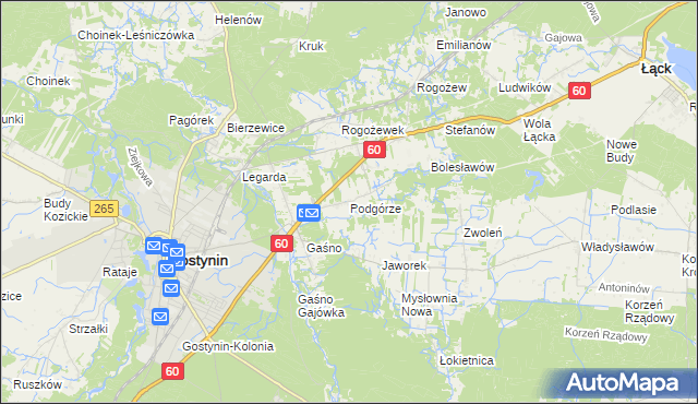 mapa Podgórze gmina Gostynin, Podgórze gmina Gostynin na mapie Targeo