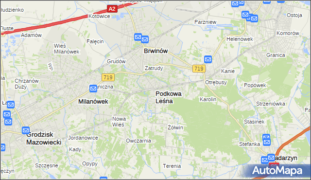 mapa Podkowa Leśna, Podkowa Leśna na mapie Targeo