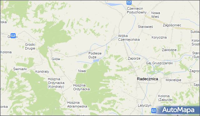mapa Podlesie Małe gmina Radecznica, Podlesie Małe gmina Radecznica na mapie Targeo