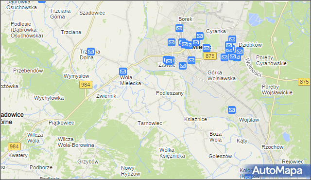 mapa Podleszany, Podleszany na mapie Targeo