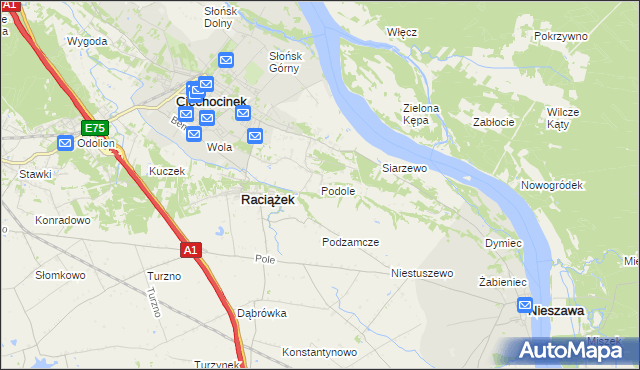 mapa Podole gmina Raciążek, Podole gmina Raciążek na mapie Targeo