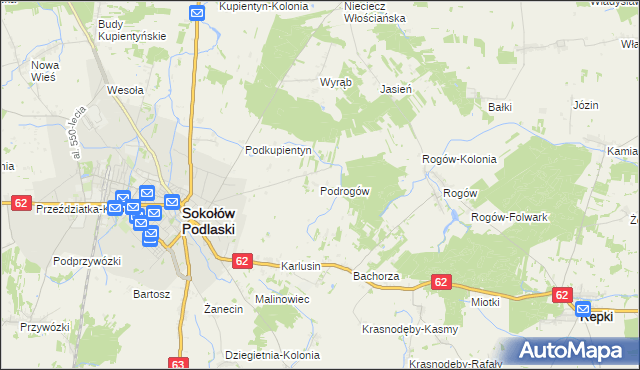 mapa Podrogów, Podrogów na mapie Targeo