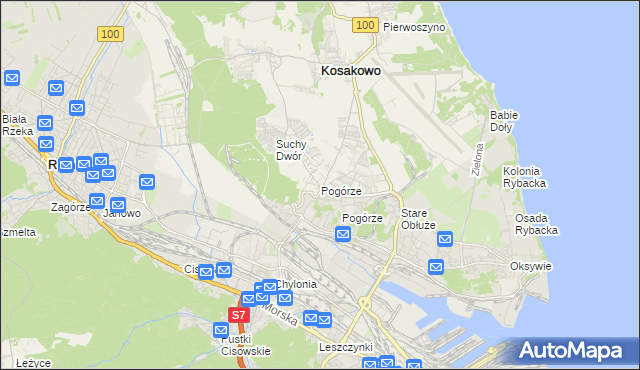 mapa Pogórze gmina Kosakowo, Pogórze gmina Kosakowo na mapie Targeo