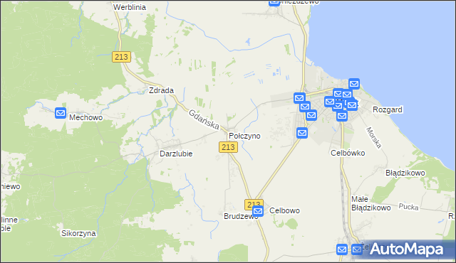 mapa Połczyno gmina Puck, Połczyno gmina Puck na mapie Targeo