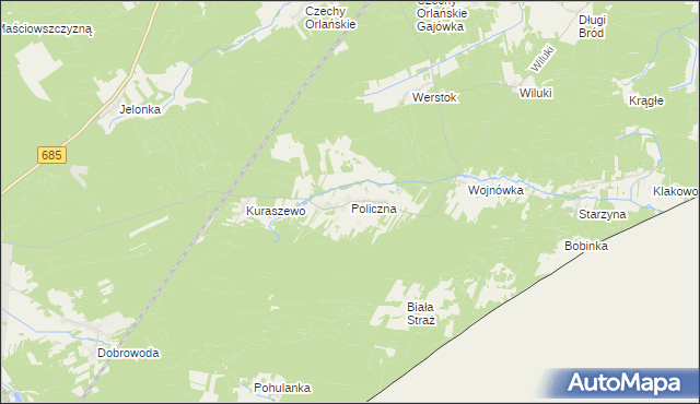 mapa Policzna gmina Kleszczele, Policzna gmina Kleszczele na mapie Targeo