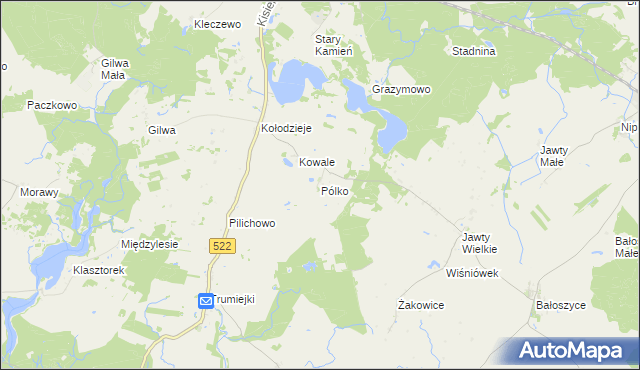 mapa Pólko gmina Prabuty, Pólko gmina Prabuty na mapie Targeo