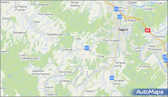 mapa Poraż, Poraż na mapie Targeo