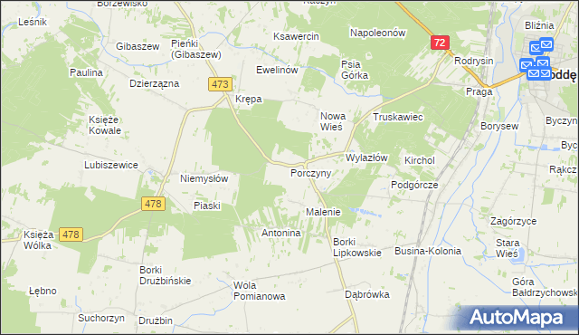 mapa Porczyny, Porczyny na mapie Targeo