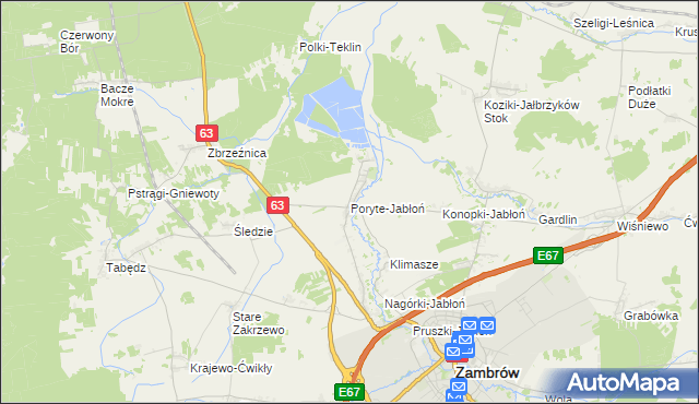 mapa Poryte-Jabłoń, Poryte-Jabłoń na mapie Targeo