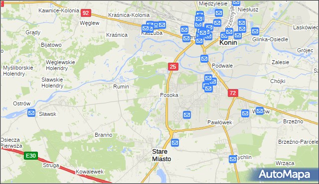 mapa Posoka gmina Stare Miasto, Posoka gmina Stare Miasto na mapie Targeo