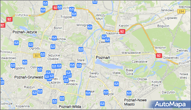 mapa Poznania, Poznań na mapie Targeo