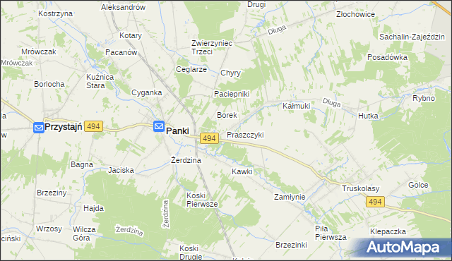 mapa Praszczyki, Praszczyki na mapie Targeo