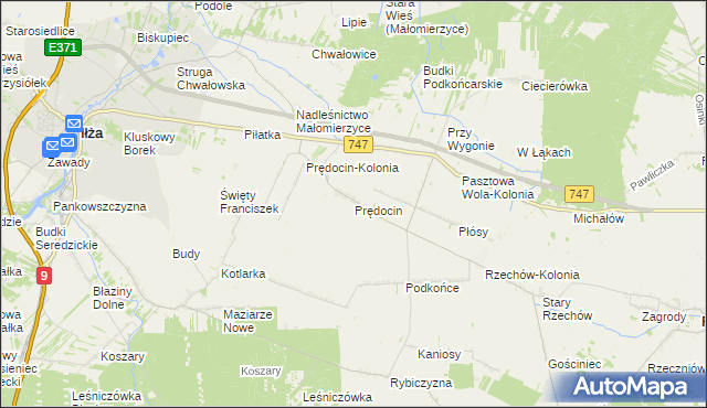 mapa Prędocin gmina Iłża, Prędocin gmina Iłża na mapie Targeo