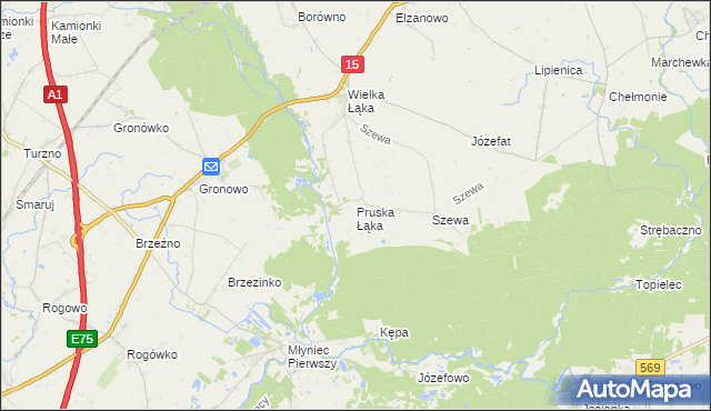 mapa Pruska Łąka, Pruska Łąka na mapie Targeo