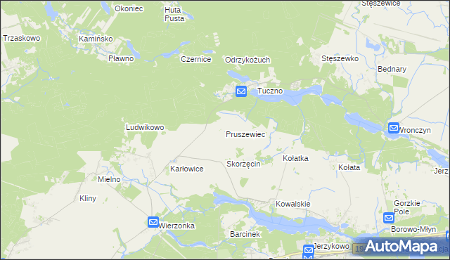 mapa Pruszewiec, Pruszewiec na mapie Targeo