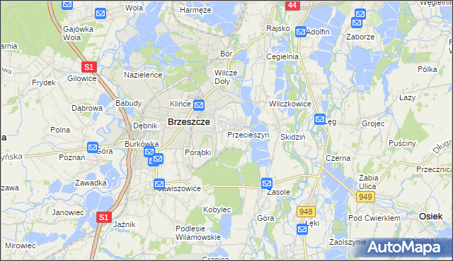 mapa Przecieszyn, Przecieszyn na mapie Targeo