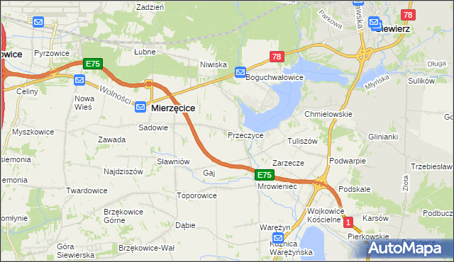 mapa Przeczyce, Przeczyce na mapie Targeo