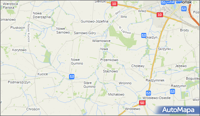 mapa Przemkowo gmina Dzierzążnia, Przemkowo gmina Dzierzążnia na mapie Targeo