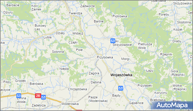 mapa Przybówka, Przybówka na mapie Targeo