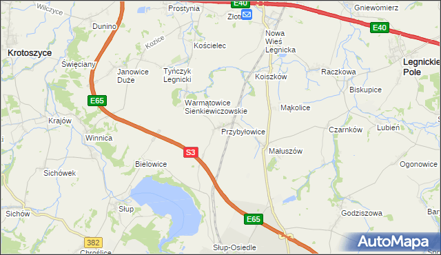 mapa Przybyłowice, Przybyłowice na mapie Targeo