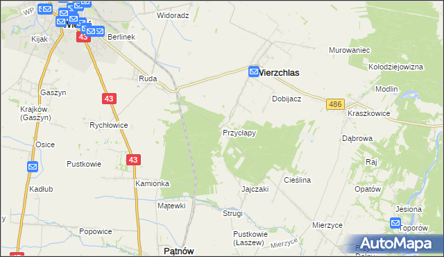 mapa Przycłapy, Przycłapy na mapie Targeo