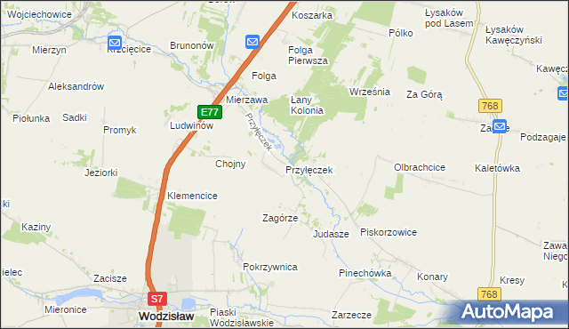 mapa Przyłęczek, Przyłęczek na mapie Targeo