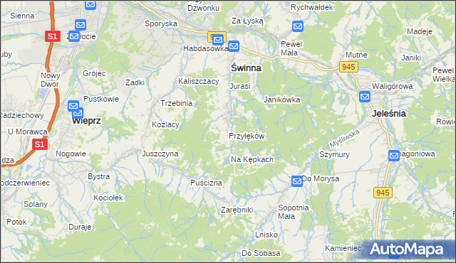 mapa Przyłęków, Przyłęków na mapie Targeo