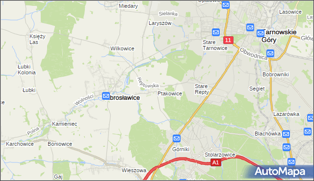 mapa Ptakowice gmina Zbrosławice, Ptakowice gmina Zbrosławice na mapie Targeo