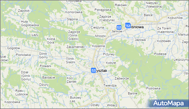 mapa Pułanki gmina Frysztak, Pułanki gmina Frysztak na mapie Targeo