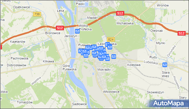 mapa Puław, Puławy na mapie Targeo