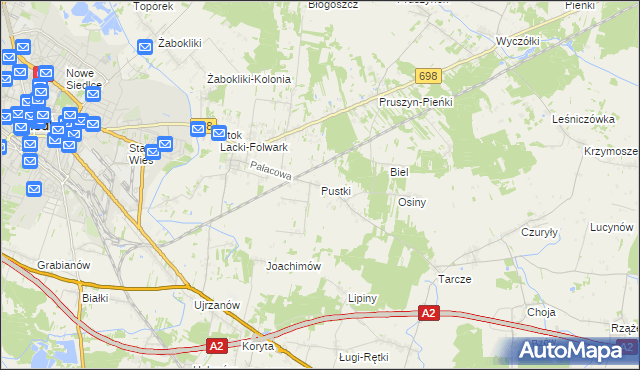 mapa Pustki gmina Siedlce, Pustki gmina Siedlce na mapie Targeo