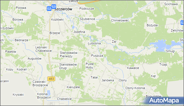 mapa Puszcza Osińska, Puszcza Osińska na mapie Targeo
