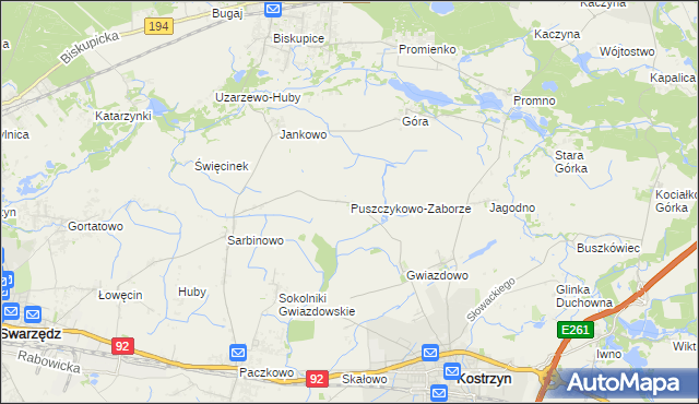 mapa Puszczykowo-Zaborze, Puszczykowo-Zaborze na mapie Targeo